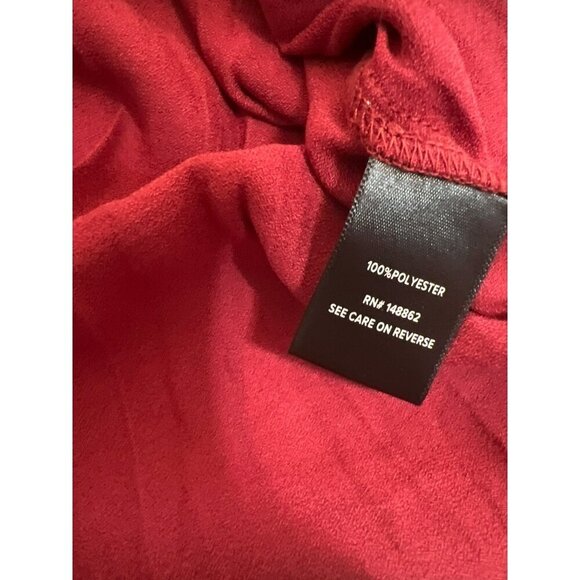 Torrid Sz 0 (US 10 M/L) Red Polyester Challis Blouse Tie Neckline - Picture 7 of 7